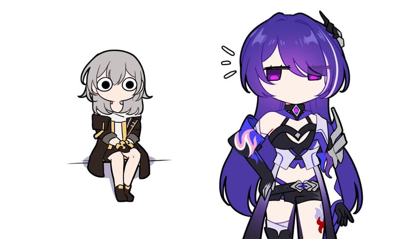 trailblazer, stelle, and acheron (honkai and 1 more) drawn by honobread_(artist)