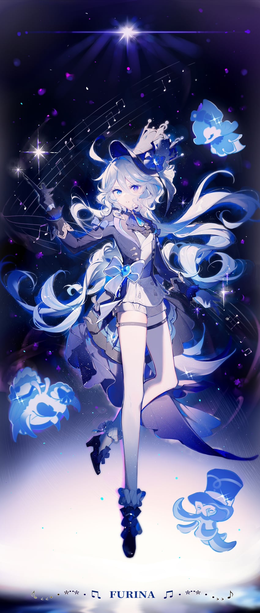furina, surintendante chevalmarin, gentilhomme usher, and mademoiselle crabaletta (genshin impact) drawn by qianqianjie