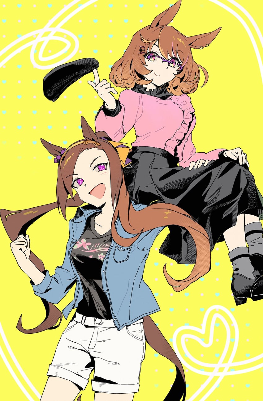 sakura bakushin o and north flight (umamusume) drawn by pipi_(pierce_cn)
