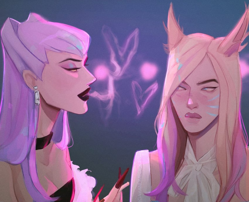 ahri, evelynn, k/da all out evelynn, and k/da all out ahri (league of legends) drawn by lisamar1exo