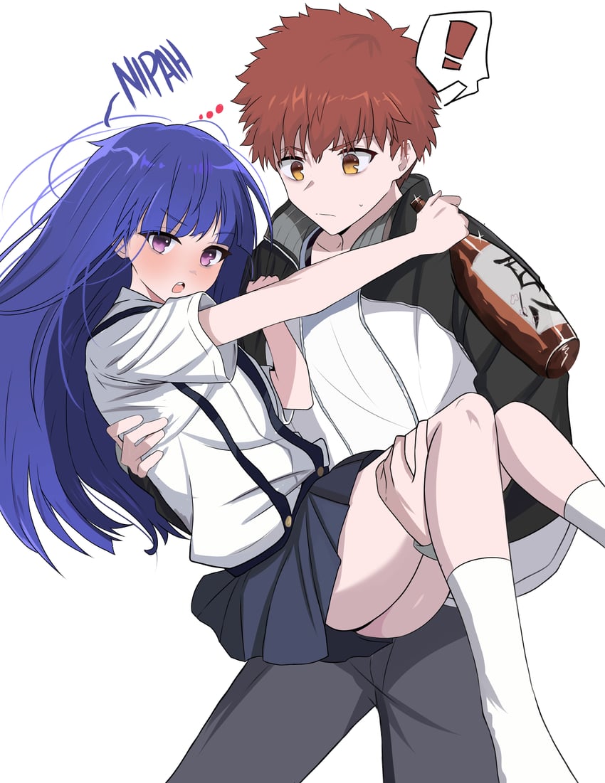 emiya shirou and furude rika (fate and 2 more) drawn by shokobr