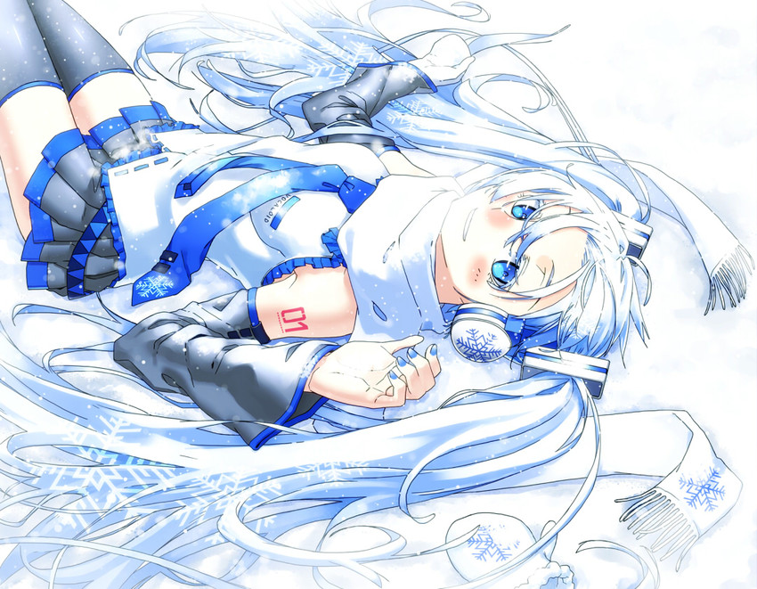 hatsune miku and yuki miku (vocaloid) drawn by kahadu_(kawazu)
