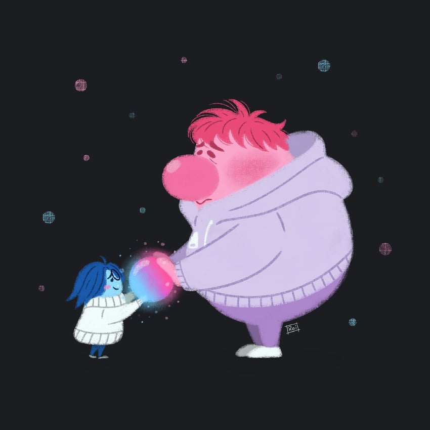 sadness and embarrassment (inside out and 1 more) drawn by iraicheezz