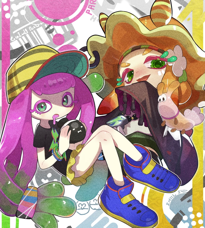harmony, harmony's clownfish, flow, and craymond (splatoon and 1 more) drawn by tatedano_kabae