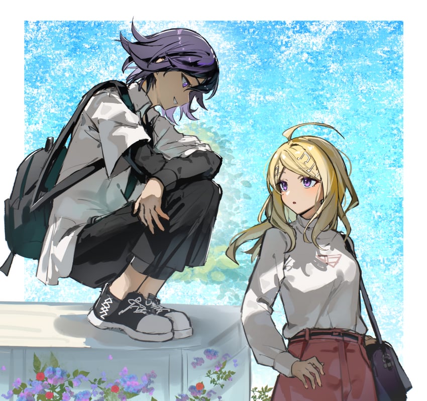 oma kokichi and akamatsu kaede (danganronpa and 1 more) drawn by maisuiren