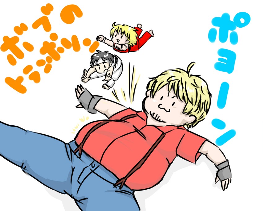 ryu, ken masters, and bob (street fighter and 2 more) drawn by tsukino_(skecth)
