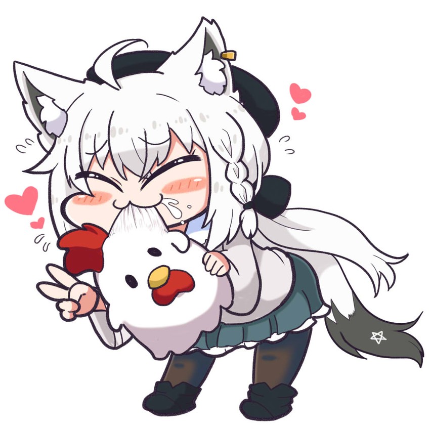 shirakami fubuki and kara-age kun (hololive and 1 more) drawn by matarou_(matarou072)