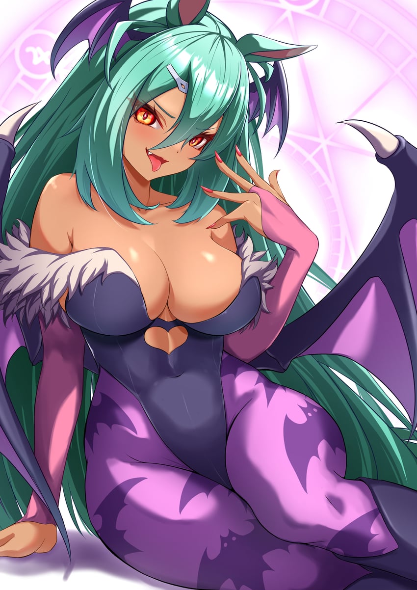 morrigan aensland and hishi amazon (umamusume and 1 more) drawn by eve_on_k