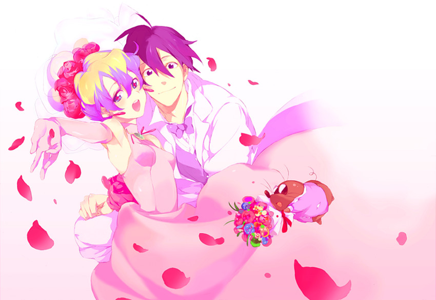 nia teppelin, simon, and boota (tengen toppa gurren lagann) drawn by kazuko_(chisuwa)