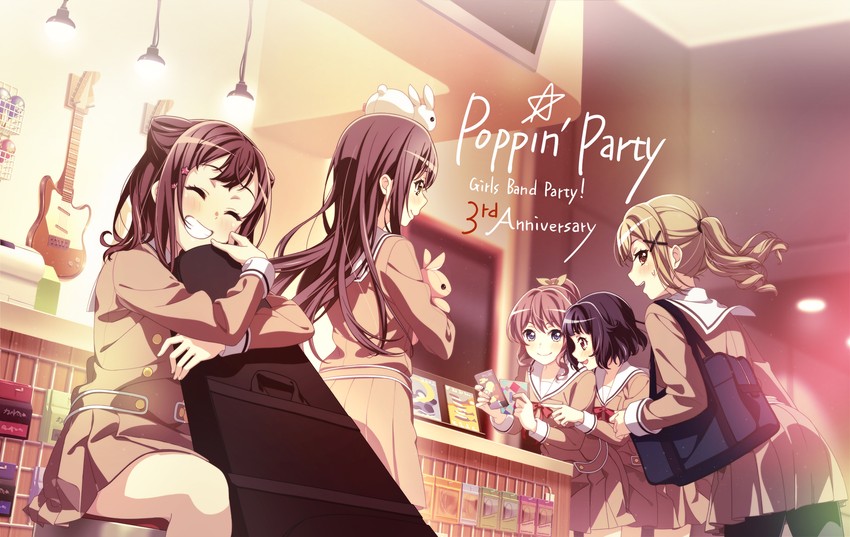 ichigaya arisa, toyama kasumi, hanazono tae, yamabuki saya, and ushigome rimi (bang dream!)