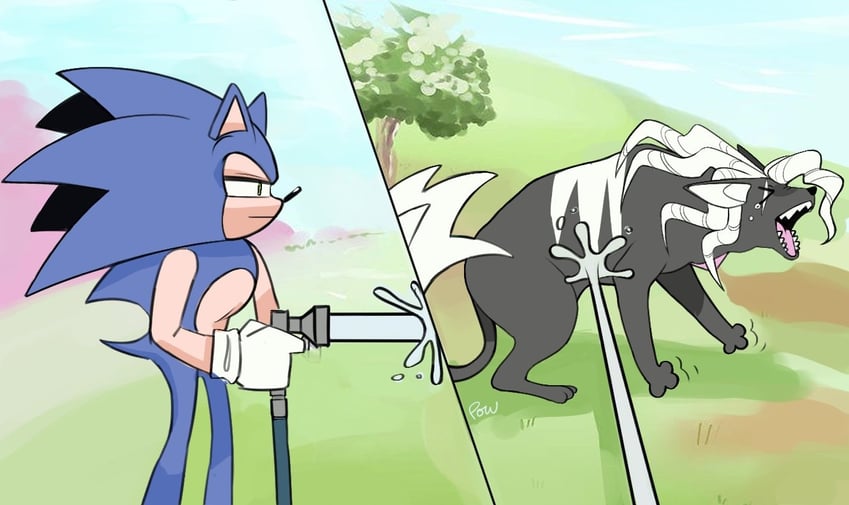 sonic the hedgehog and infinite (sonic and 2 more) drawn by powpowchaos