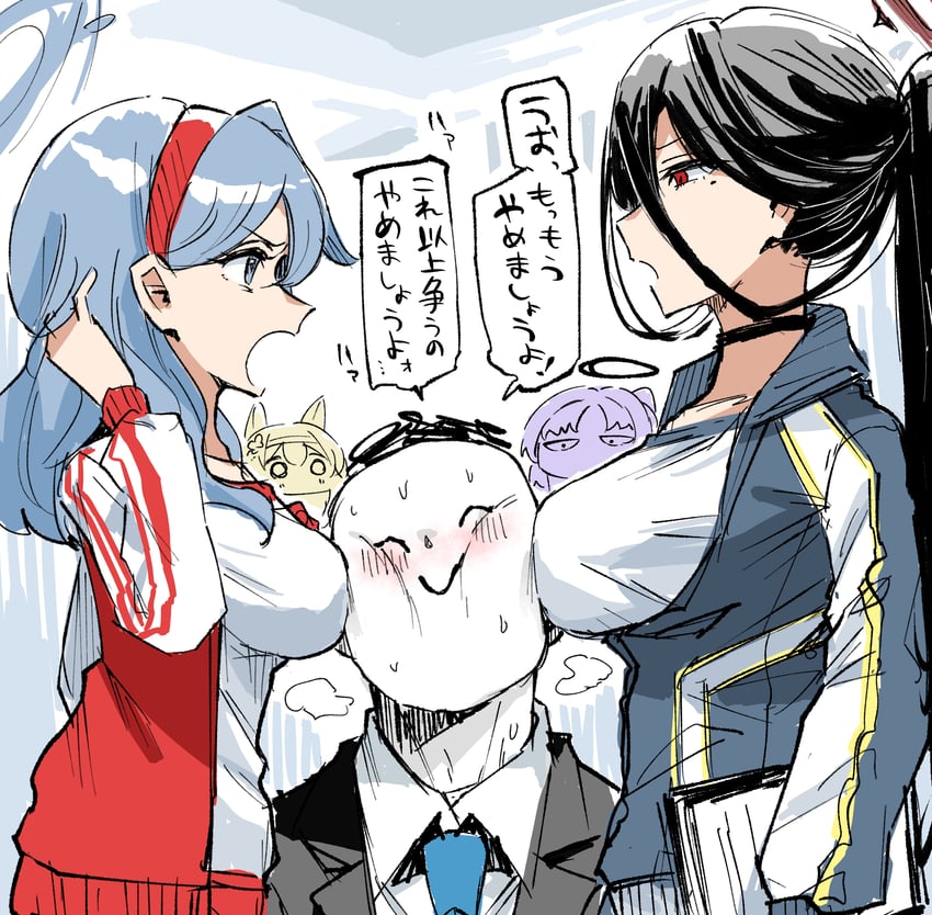 sensei, yuuka, doodle sensei, mari, ako, and 1 more (blue archive) drawn by toriyarou