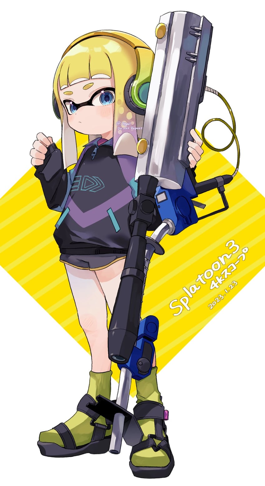 inkling player character and inkling girl (splatoon and 1 more) drawn by sabata_saba