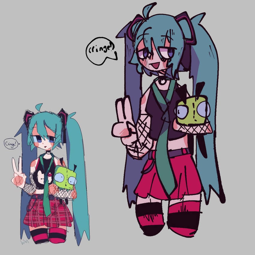 hatsune miku and gir (vocaloid and 1 more) drawn by bombyxmori_ckr