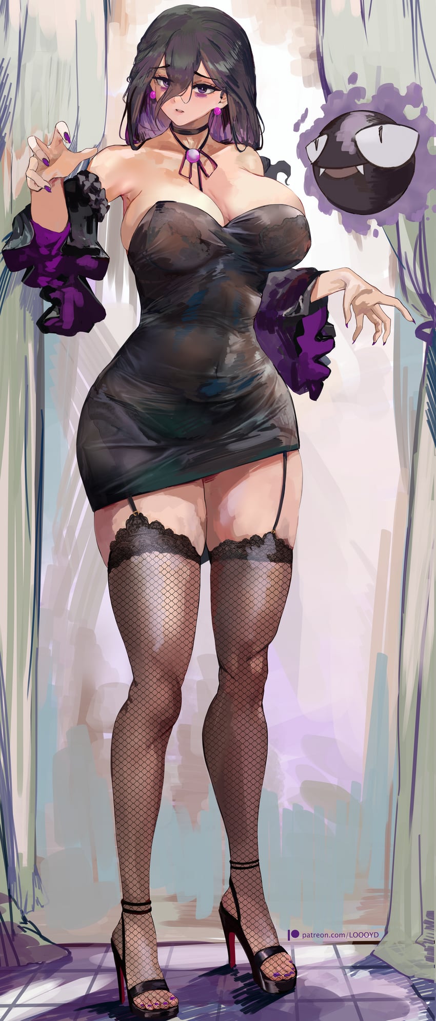 hex maniac and gastly (pokemon and 1 more) drawn by loooyd