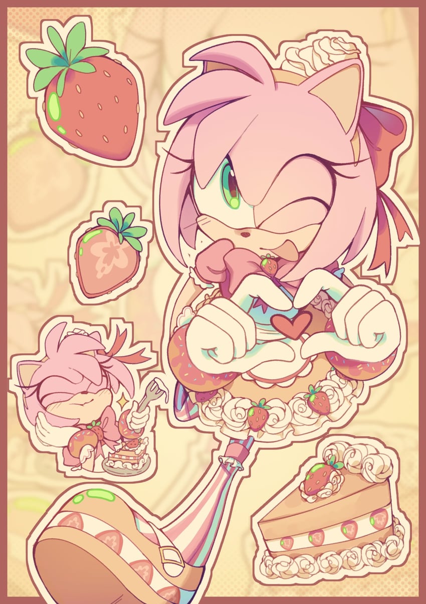 amy rose (sonic and 2 more) drawn by cyb4angel
