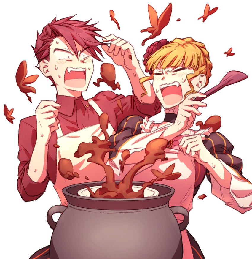 beatrice and ushiromiya battler (umineko no naku koro ni) drawn by hswoimuxk0pwr0h_(bbdan)