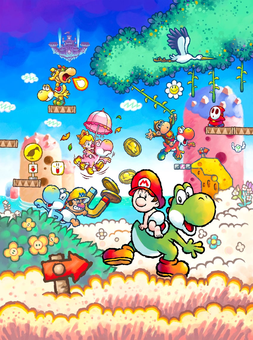 princess peach, mario, bowser, yoshi, wario, and 12 more (mario and 1 more)