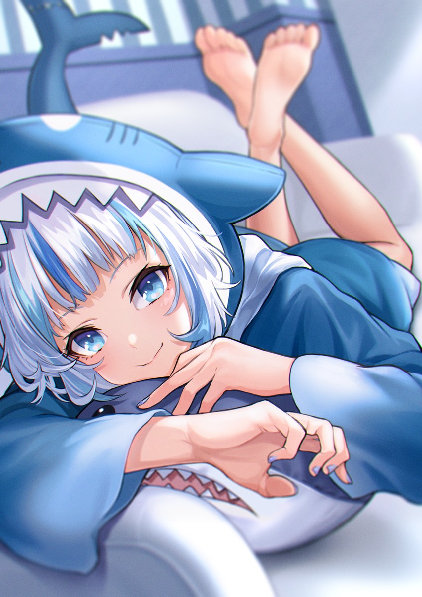 gawr gura (hololive and 1 more) drawn by deca_purio