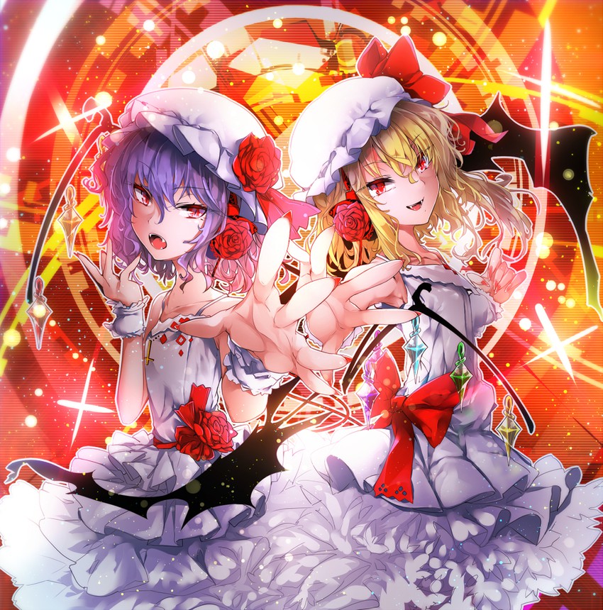 remilia scarlet and flandre scarlet (touhou) drawn by kazetto