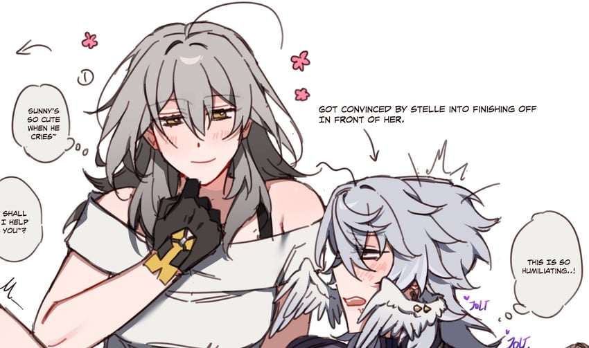 trailblazer, stelle, and sunday (honkai and 1 more) drawn by majunjuu