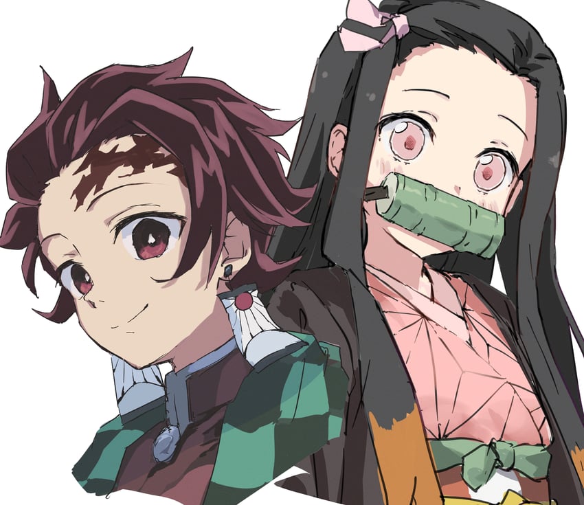 kamado nezuko and kamado tanjirou (kimetsu no yaiba) drawn by rauto
