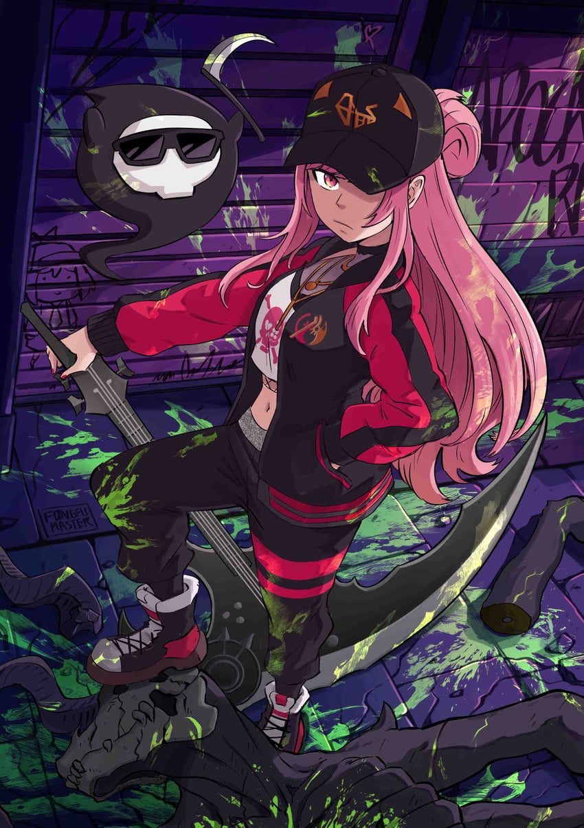 mori calliope and death-sensei (hololive and 1 more) drawn by oscar_fong