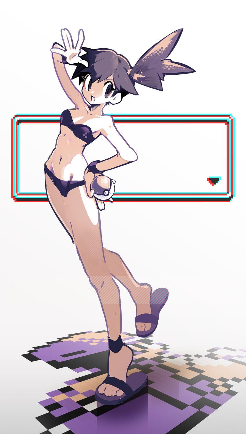 red and misty (pokemon and 1 more) drawn by shakeeeeeeeee