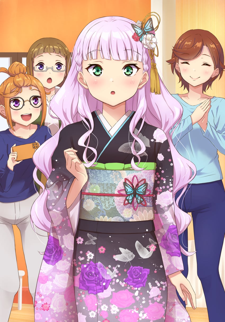 shibuya kanon, wien margarete, shibuya aria, and shibuya kanon's mother (love live! and 1 more) drawn by qy73