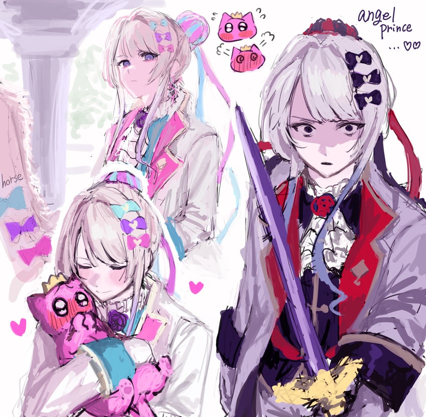chouzetsusaikawa tenshi-chan and pien cat (needy girl overdose) drawn by x_x_(batttsu_404)