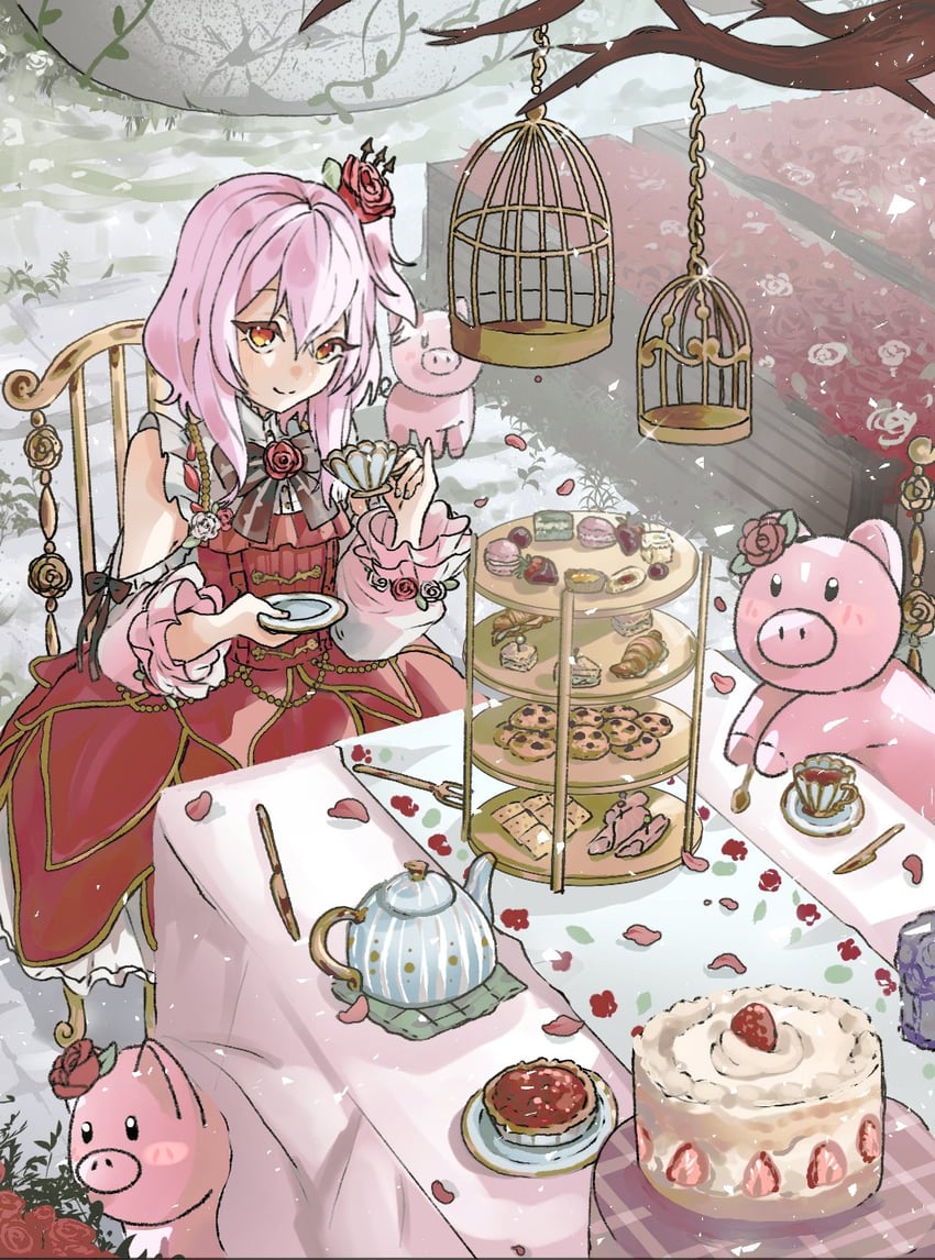 rosemi lovelock and rosebud (nijisanji and 1 more) drawn by cherimikan