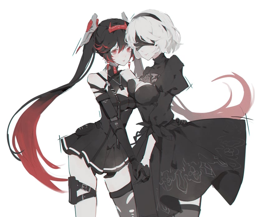 2b, lucia, lucia: dawn, and ishikawa yui (nier and 2 more) drawn by mugoa_mugo