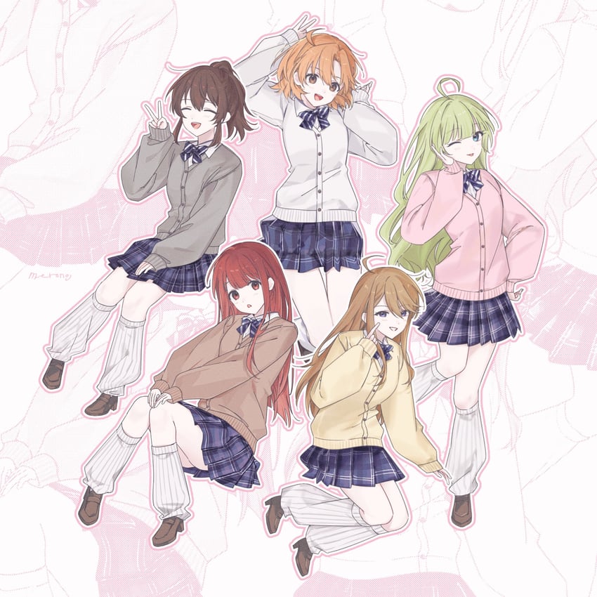 satake minako, tokoro megumi, tanaka kotoha, shimabara elena, and yabuki kana (idolmaster and 2 more) drawn by m_e_rong
