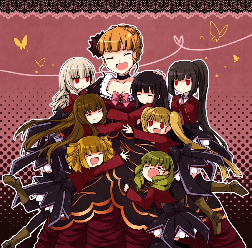 beatrice, mammon, lucifer, asmodeus, beelzebub, and 3 more (umineko no naku koro ni) drawn by suzushiro_kurumi