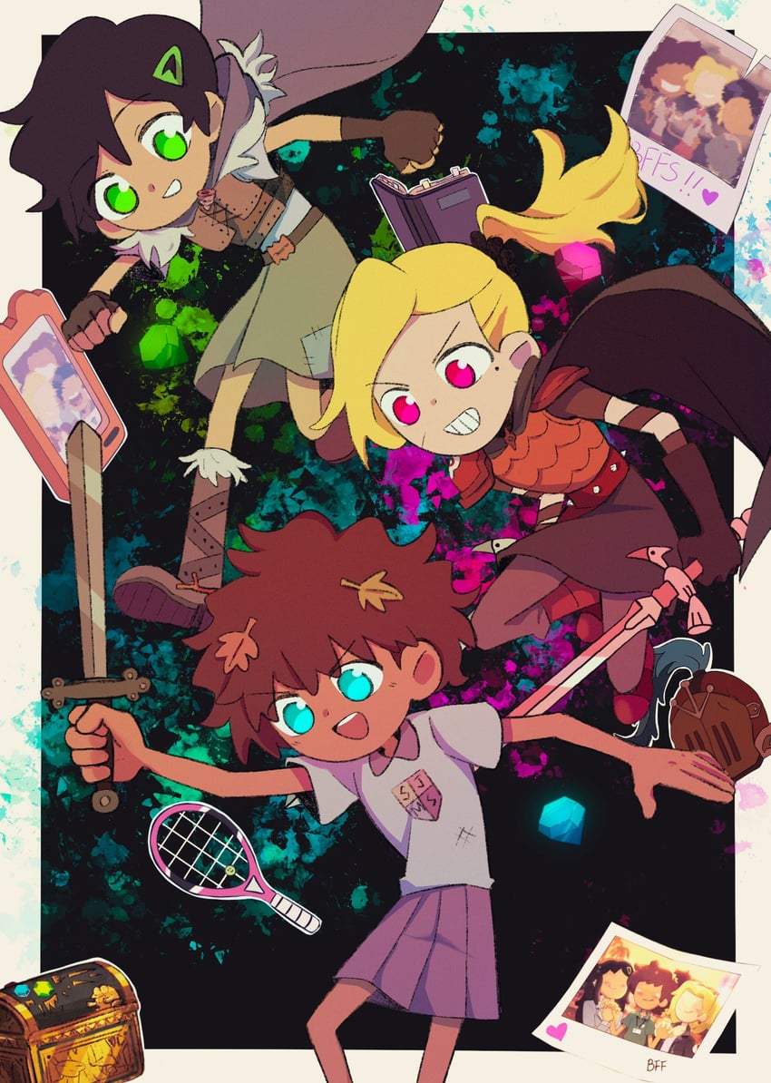 sasha waybright, anne boonchuy, and marcy wu (amphibia) drawn by yumi5469