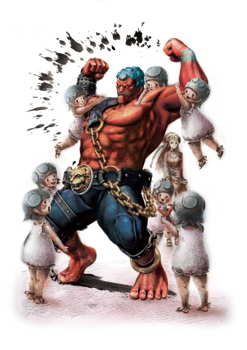 hakan, melike, and hakan's daughters (street fighter and 1 more) drawn by ikeno_daigo