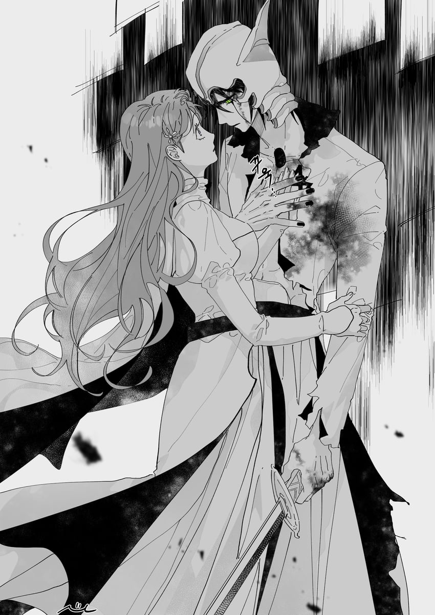 inoue orihime and ulquiorra cifer (bleach) drawn by nul