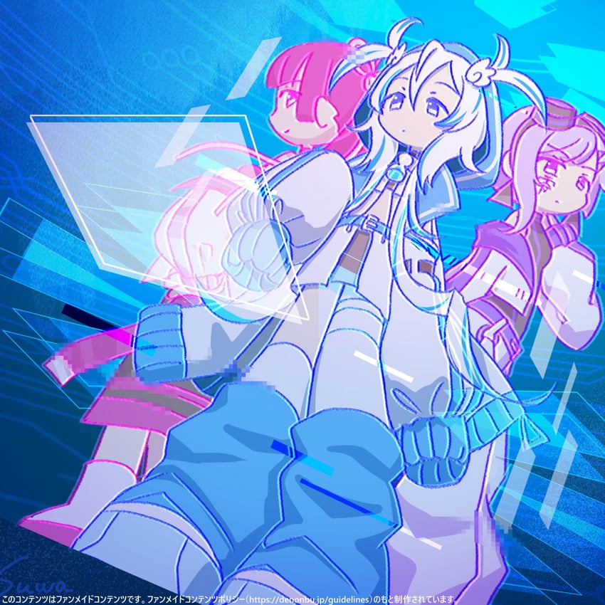 neneruneru, yanami rain, and kanou hikari (denonbu) drawn by suwa_(nemuri_munya)