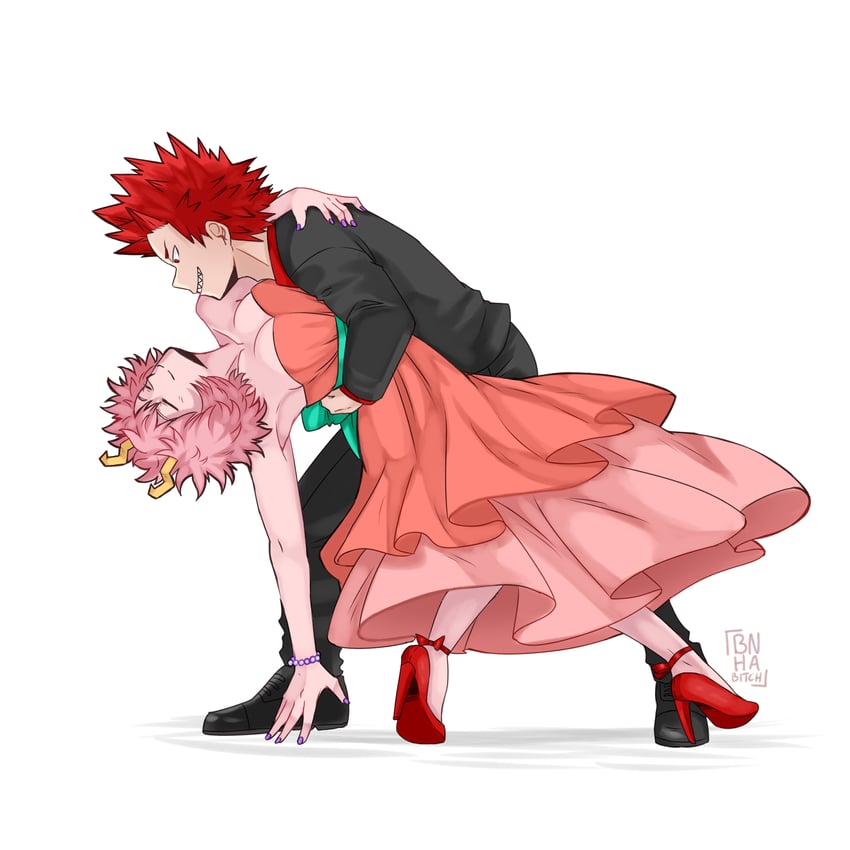 ashido mina and kirishima eijiro (boku no hero academia) drawn by bnha-bitch