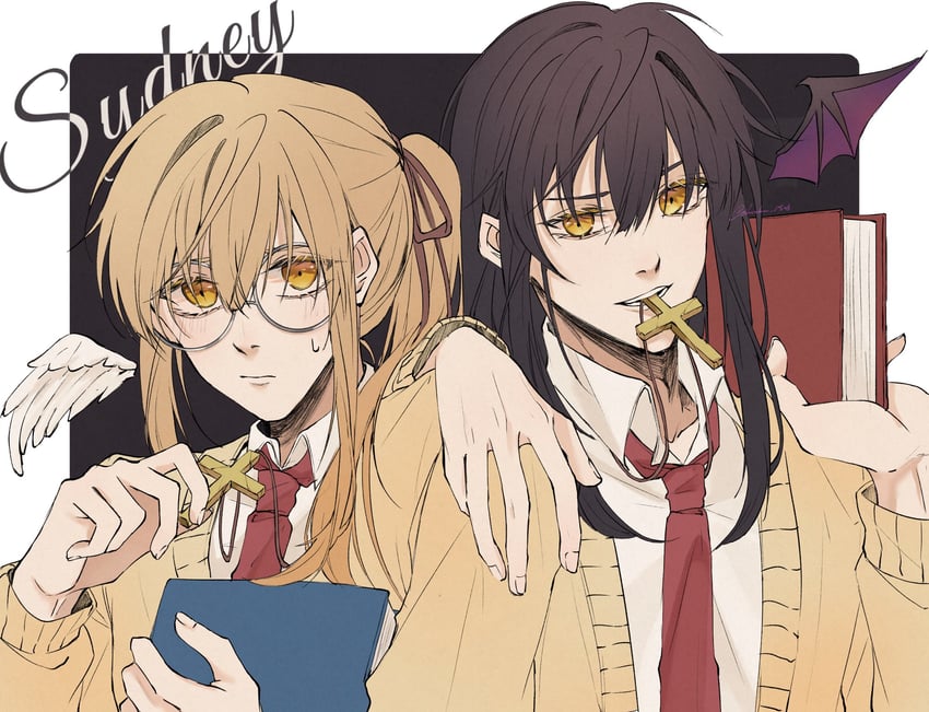 player character and sydney (degrees of lewdity) drawn by shirokun_0916