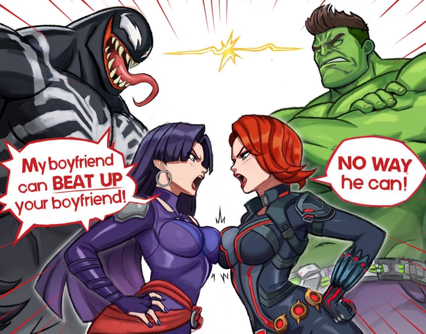 psylocke, venom, black widow, natasha romanoff, and hulk (marvel and 4 more) drawn by neggoartz