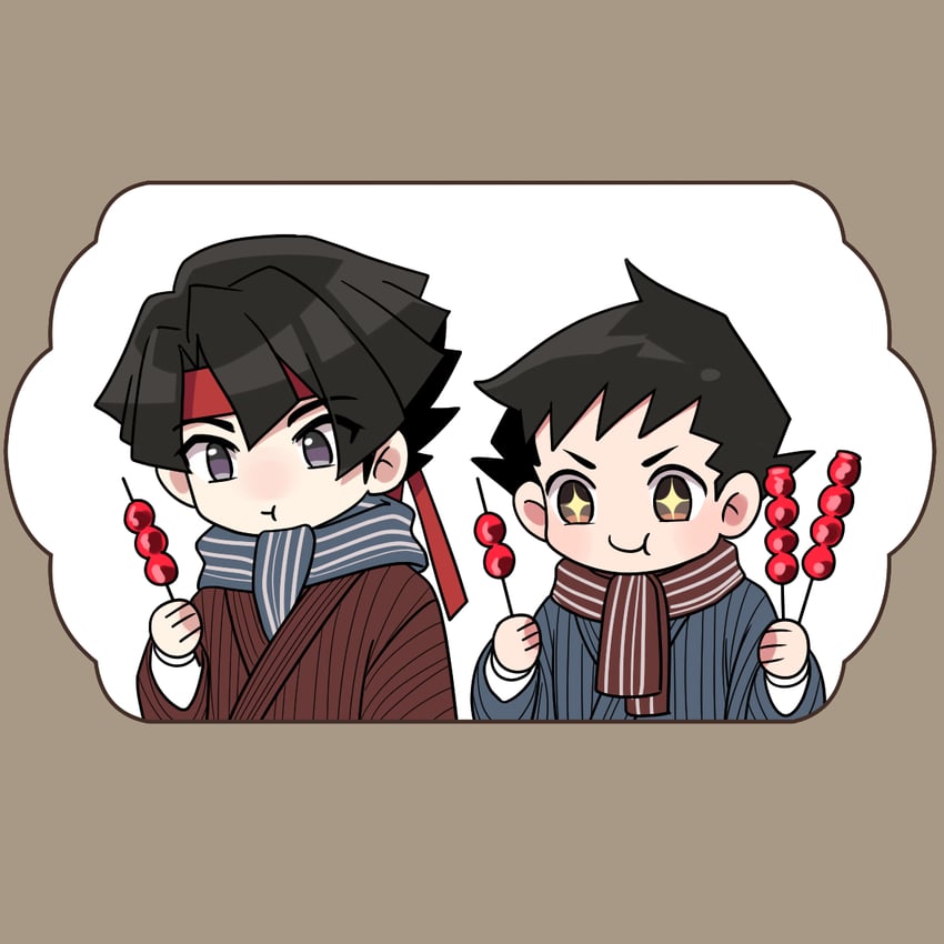 ryunosuke naruhodo and kazuma asogi (ace attorney and 1 more) drawn by moeko_dgs