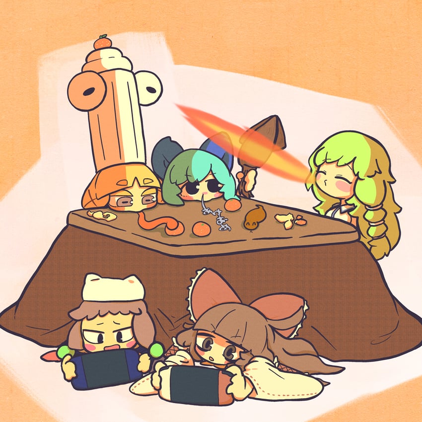hakurei reimu, izayoi sakuya, kochiya sanae, cirno, moriya suwako, and 4 more (touhou and 1 more) drawn by muimui_(4242564muimui)