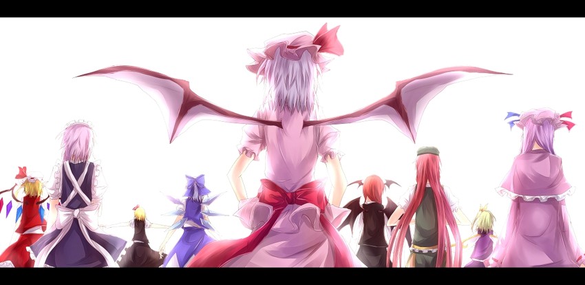 remilia scarlet, flandre scarlet, izayoi sakuya, cirno, patchouli knowledge, and 4 more (touhou and 1 more) drawn by ram_hachimin
