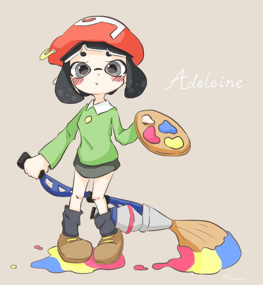 inkling player character and adeleine (splatoon and 1 more) drawn by pippinonon
