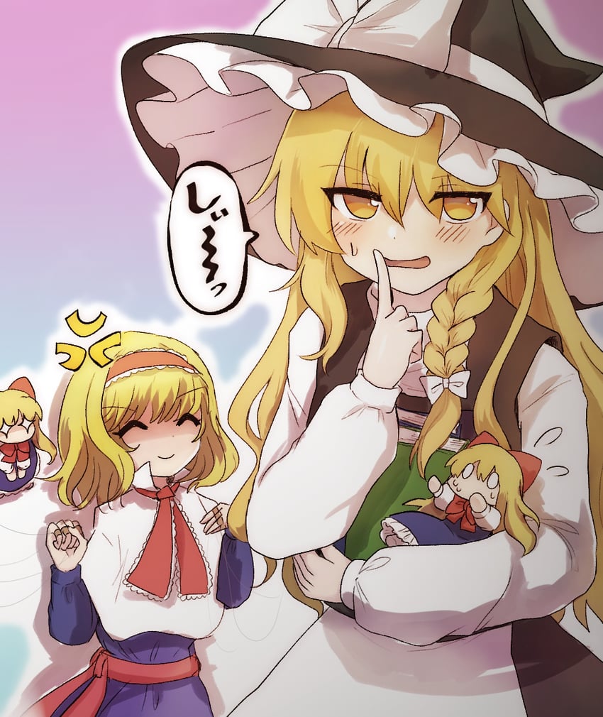 kirisame marisa, alice margatroid, and shanghai doll (touhou) drawn by mochi547