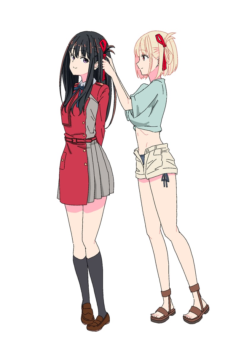 nishikigi chisato and inoue takina (lycoris recoil) drawn by umatarou_(a05867430)