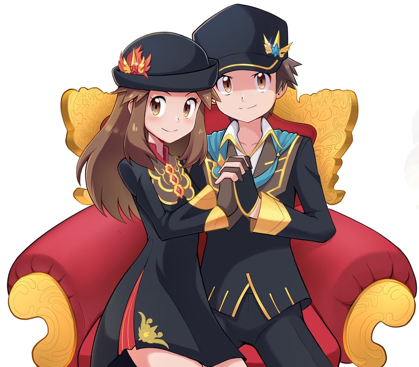 leaf and red (pokemon and 1 more) drawn by mr.thunderigor