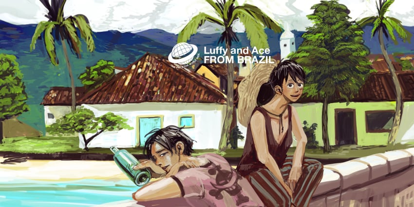 monkey d. luffy and portgas d. ace (one piece) drawn by motch225