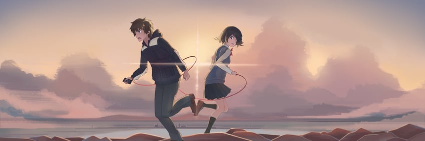 miyamizu mitsuha and tachibana taki (kimi no na wa.) drawn by jiachong_jun_z
